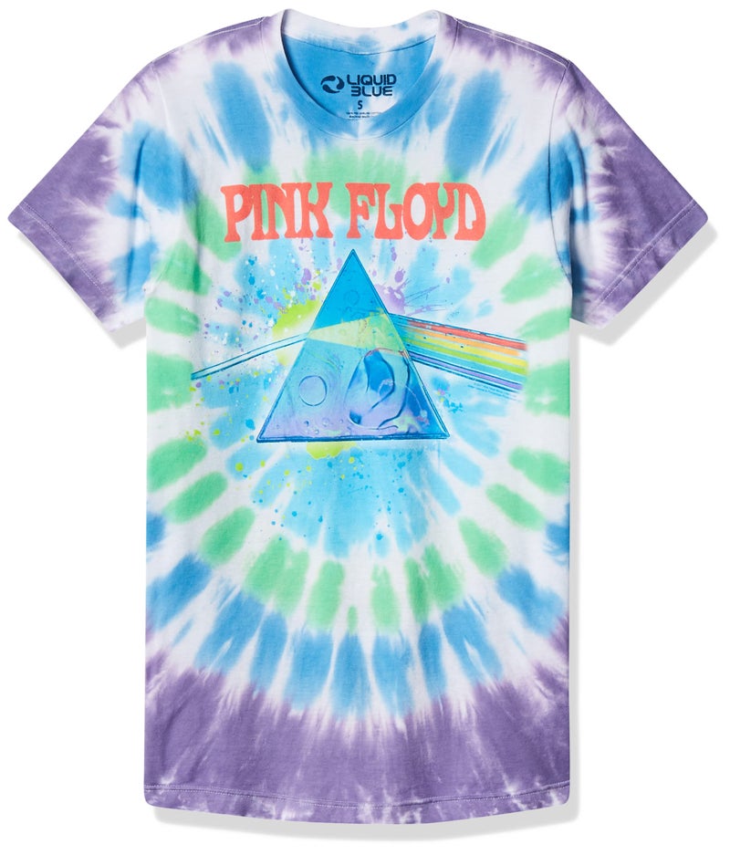 Liquid Blue Men's Pink Floyd Dark Side Oil Paint Tie Dye Short Sleeve T-Shirt, Multi Tie Dye, Large - Image 1